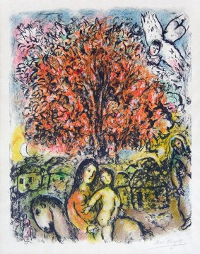 Marc Chagall Painting - La Sagrada Familia litografía en color contemporánea Marc Chagall